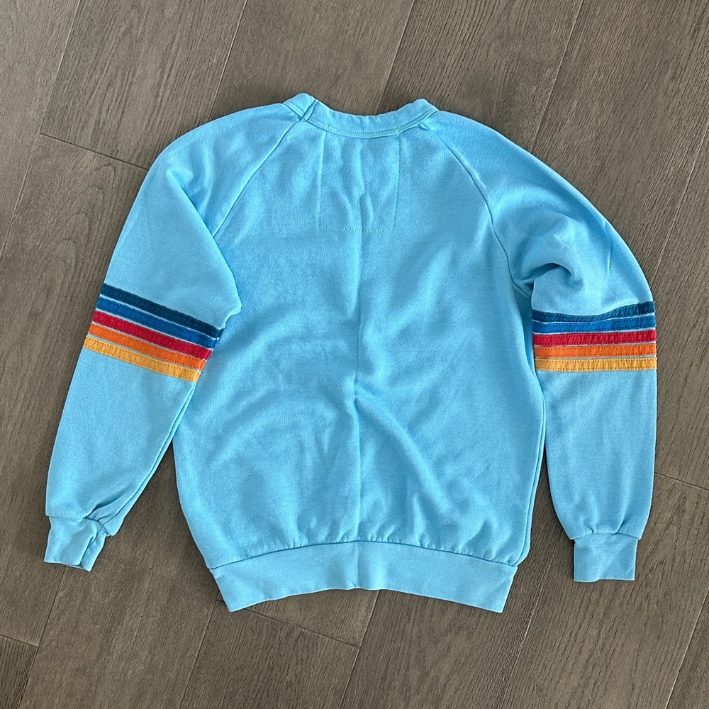 Aviator Nation Sweatpants Light Blue Rainbow Embroidery 5 Stripe - Picture 2 of 4